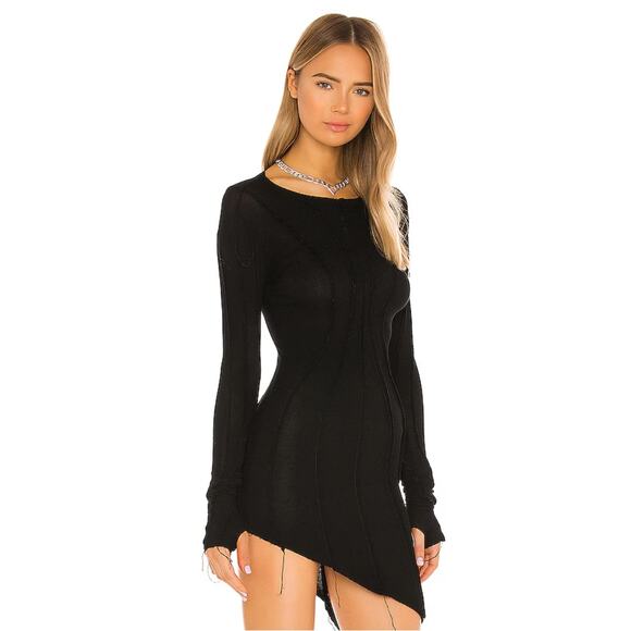 SAMI MIRO VINTAGE Asymmetric Long Sleeve Dress in Black NWT Size XS - Picture 2 of 4